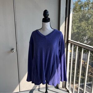 Anthropologie Purple V-Neck Knit Sweater